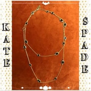 Kate Spade Black/Gold Long Strand Necklace w/bag